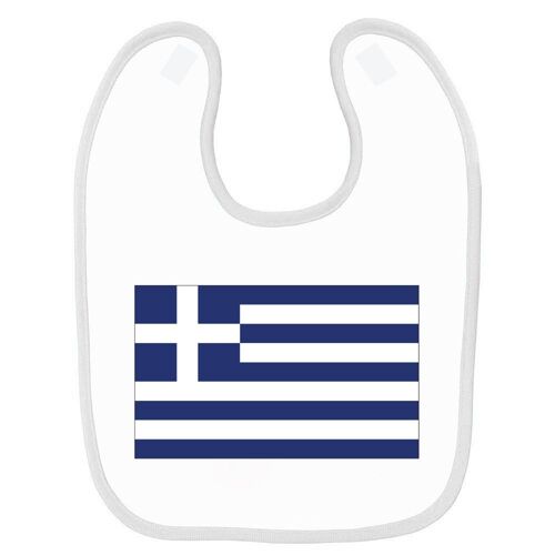 Bavoir Bébé Imprimé Drapeau Grèce Blanc