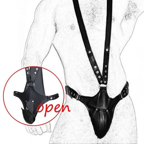 Harnais De Bondage Bdsm En Cuir, Cage À Coq Fétiche, Pantalon De Chasteté, String De Retenue Avec Sac Scrotum, Sexy Hommes, Entrejambe Ouvert, Jouet Sexuel