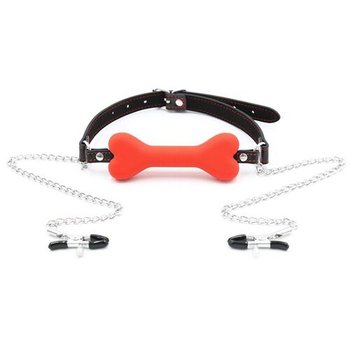 Pinces À Tétons En Silicone Pour Couple, Os De Chien, Bouche Ouverte, Ensemble De Chaînes, Bdsm, Gags, Esclave, Contraintes De Bondage, Jouets Sexuels Pour Femmes
