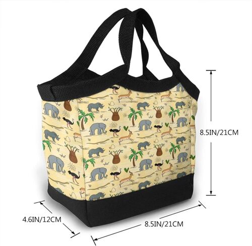 Sac à lunch portable sacs fourre-tout isolés étanches-animaux sauvages africains
