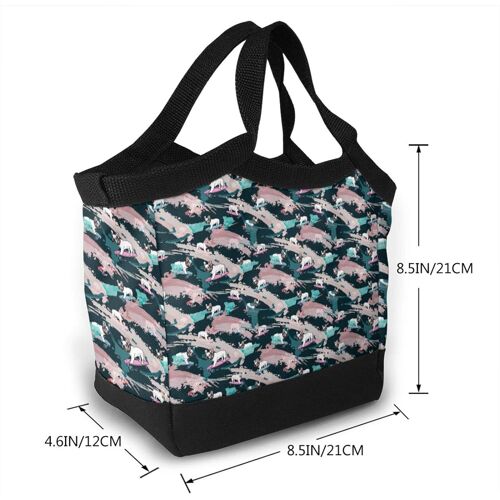 Sac à lunch portable sacs fourre-tout isolé étanche-bouledogue français sur planche à roulettes et Doodle