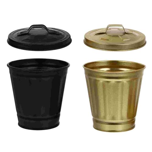 Mini Poubelle De Bureau Avec Couvercle, 2 Pièces, Joli Petit Pot De Stockage