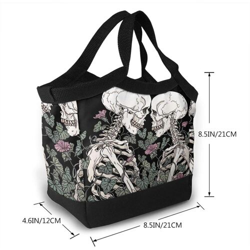 Sac à lunch portable sacs fourre-tout isolé étanche-sucre crâne amour fleur rideau Halloween jour des morts