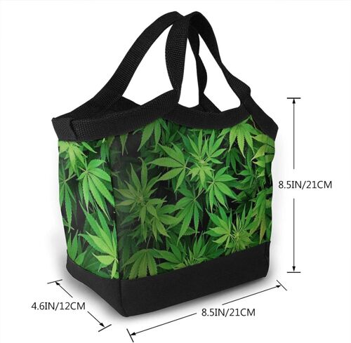 Sac à lunch portable sacs fourre-tout isolé étanche-feuille de cannabis vert marijuana