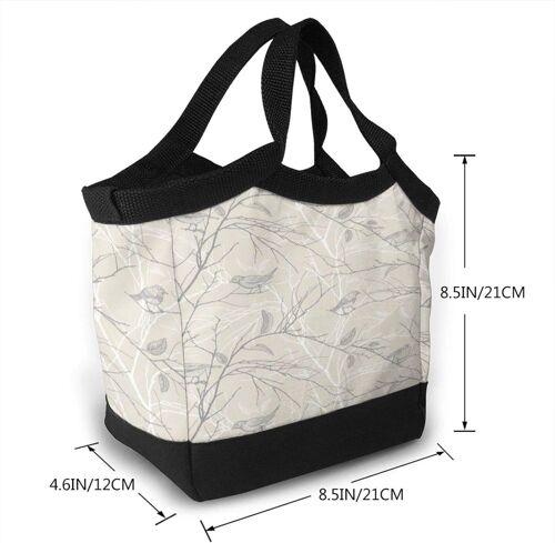 Sac fourre-tout portable sac à lunch isolé branche d'arbre étanche avec des oiseaux