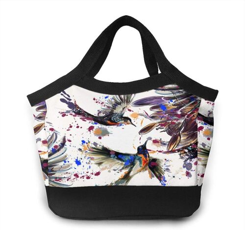 Vintage Rose Portable Lunch Bag Tote Bags -Lys et oiseaux aquarelles