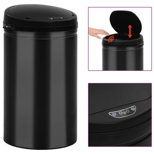 Vidaxl Poubelle À Capteur Automatique 40 L Acier Au Carbone Noir