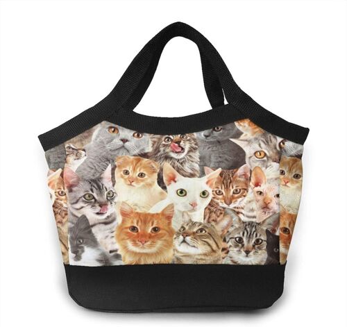 Sac fourre-tout portable avec coeurs colorés - Famille de chats