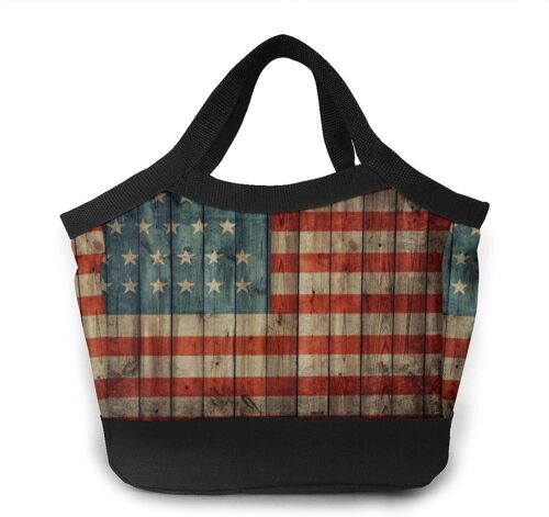 Tortue sautant avec un parachute sac à lunch portable sacs fourre-tout - drapeau américain vintage