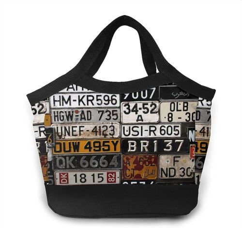 Turtle Jumping with A Parachute Portable Lunch Bag Tote Bags -Divers Old Car Licenses