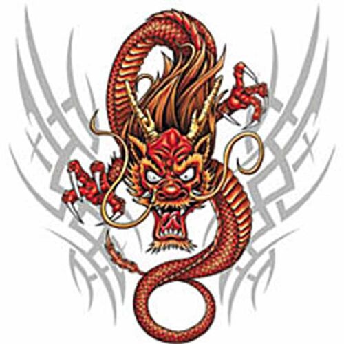 T-Shirt Femme Manches Courtes - Dragon Rouge Tribal - 5698