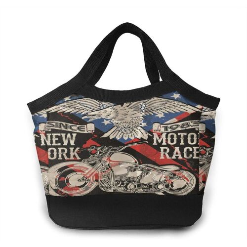 Aquarelle Lily Portable Lunch Bag Tote Bags -Vintage Motor Motorcycle