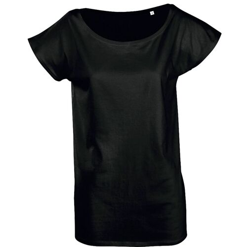 T-Shirt Manches Kimono Large Encolure Femme - 11398 - Noir
