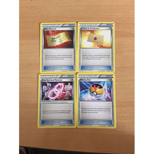 Billet Réservé + Lettre Du Professeur + Lien Spirituel Mewtwo + Niveau Ball (Pokemon)