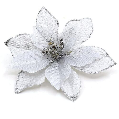 Paillettes Fleurs Artificielles Avec Des Cravates Pour Mariage Festival de Noël Ornement De Décor Argent6pcssargent