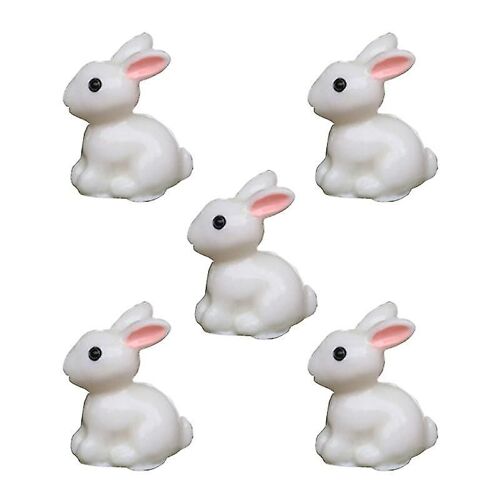 Rabbit Design Résine Décoration artisanale Succulente Pot d'aquarium Mousse Microlandscape Fournitures (5 Pcs, Blanc)
