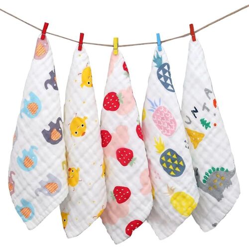 Baby Muslin Pack Chiffons En Mousseline Pour Bébé Carrés De Mousseline Bébé Réutilisable Doux Coton Biologique Naturel Pour Garçon Fille5 Pack