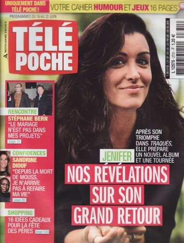Télé Poche / 11-06-2018 N°2731 : Jenifer (2p) - Marc Lavoine (1/2p) - Garou / Laury Thilleman (1,5p) - Pasquale Aleardi (1p) - Pauline Lafont (1p) - Coluche (2p)