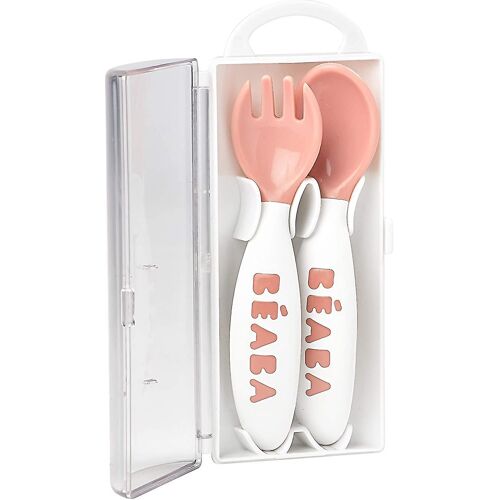 Lot De 2 Couverts Ergonomiques Pour L'apprentissage Du 2ème Âge, À Partir De 10 Mois, Poignée Facile Pour Bébé, Adapté Pour Droitiers Et Gautiers, Transport Box I