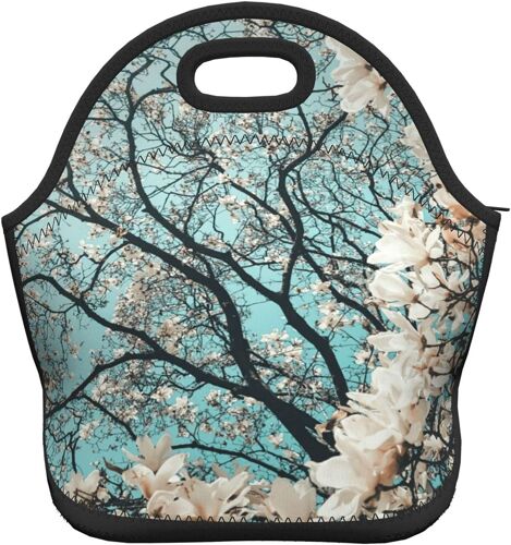 Sac à déjeuner portable à motif de feuilles vertes - Fleurs de cerisier