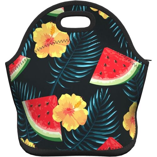Palm Tree at Dusk Portable Bento Bag Keep Warm - Sac à Main-Feuilles de Pastèque Fleurs