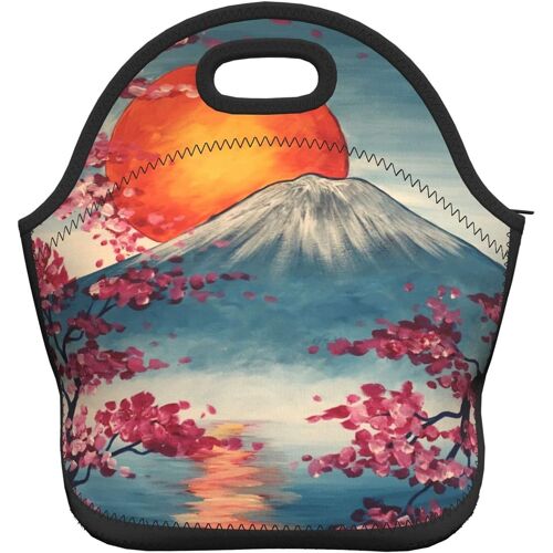 Beau sac à bento portable paysage de lac - art de l'aquarelle de sac à main-montagne