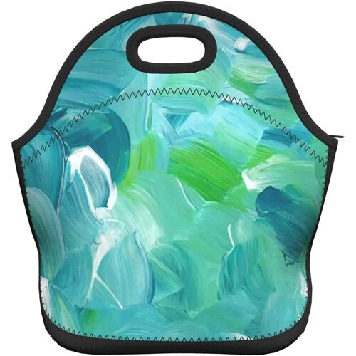 Wild Leaf Imprimé Portable Bento BagLunch Bag - Sac à main-Motif de peinture à l'huile verte