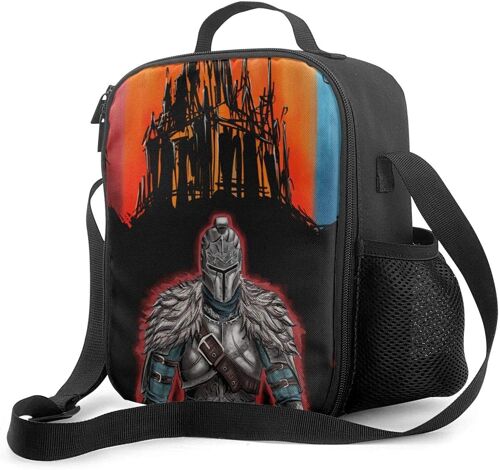 Dark Soul Boîte à lunch portable avec doublure isolée rembourrée Sac à lunch Refroidisseur thermique Réutilisable Stockage des aliments chauds avec étoile d'épaule pour adultes et enfants