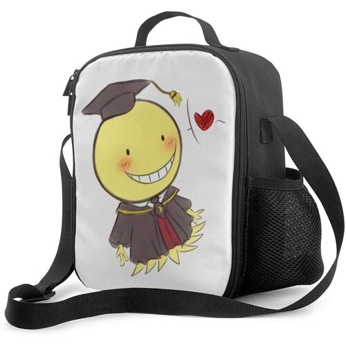 Ansatsu Kyoshitsu Assassination Classroom Boîte à lunch portable avec doublure isolée rembourrée Sac à lunch Refroidisseur thermique Réutilisable Stockage des aliments chauds avec étoile d'épaule
