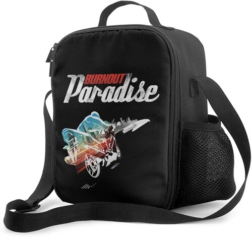 Burnout Paradise Boîte à lunch portable avec doublure isolée rembourrée Sac à lunch Refroidisseur thermique Réutilisable Stockage des aliments chauds avec étoile d'épaule pour adultes et enfants