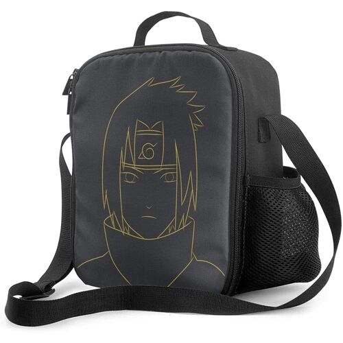 Uchiha Sasuke Boîte à lunch fourre-tout portable avec doublure isolée rembourrée Sac à lunch Refroidisseur thermique Réutilisable Stockage des aliments chauds avec étoile d'épaule pour adultes et enfants