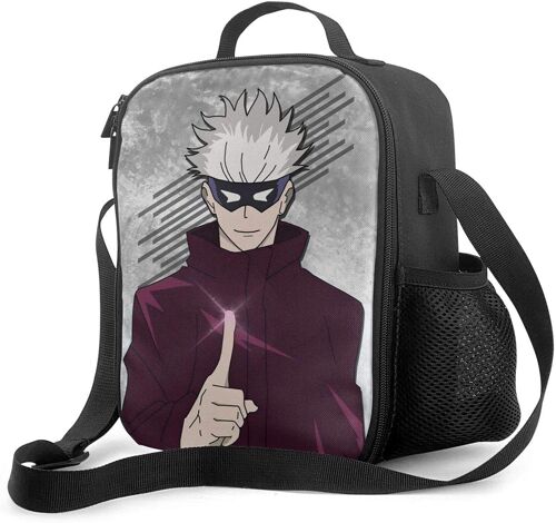 Jujutsu Kaisen Fix Boîte à lunch portable avec doublure isolée rembourrée Sac à lunch Refroidisseur thermique Réutilisable Stockage des aliments chauds avec étoile d'épaule pour adultes et enfants