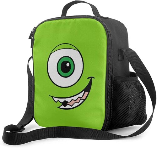Mike Wazowski Boîte à lunch portable avec doublure isolée rembourrée Sac à lunch Refroidisseur thermique Réutilisable Stockage des aliments chauds avec étoile d'épaule pour adultes et enfants
