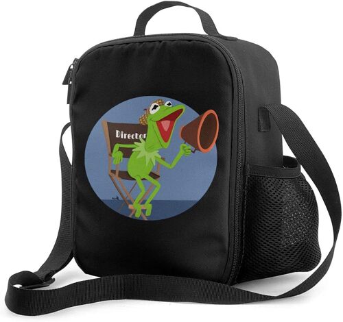 Kermit The Frog Boîte à déjeuner fourre-tout portable avec doublure isolée rembourrée, refroidisseur thermique, stockage de nourriture chaude réutilisable avec étoile d'épaule pour adultes et enfants