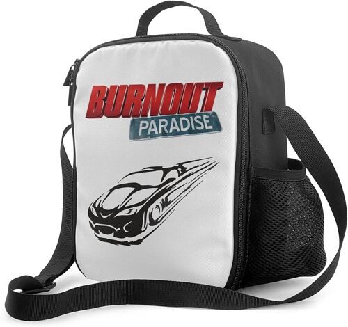Burnout Paradise Boîte à lunch portable avec doublure isolée rembourrée Sac à lunch Refroidisseur thermique Réutilisable Stockage des aliments chauds avec étoile d'épaule pour adultes et enfants