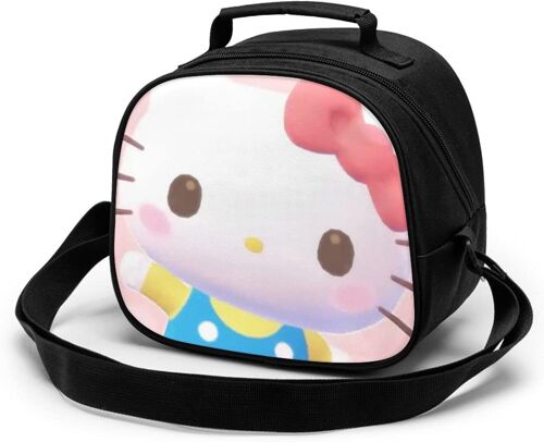 Hello Cartoon Kitty Sac de repas pour enfants réutilisable, étanche et résistant à la chaleur, sac à déjeuner isotherme portable, boîte à déjeuner isotherme pour étudiant travailleur