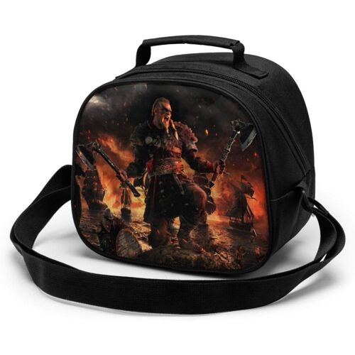 Assassin's Creed Valhalla Sac de repas pour enfants réutilisable, étanche et étanche, glacière portable, sac isotherme en polyester pour enfants