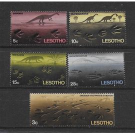 Losotho 1969 : Empreintes D'animaux Préhistoriques - Série Entière De 5 Timbres Neufs ** Cote 16 
