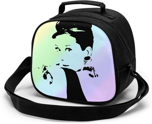 Audrey Hepburn Sac de repas pour enfants réutilisable, étanche et préservant la chaleur, sac à déjeuner isotherme portable, boîte à déjeuner glacière pour étudiant travailleur