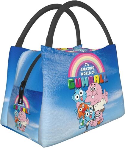Sac à déjeuner fourre-tout portable imperméable et résistant à la chaleur avec fermeture éclair pour la maison et l'extérieur. Le monde incroyable de Gumball pour hommes et femmes.