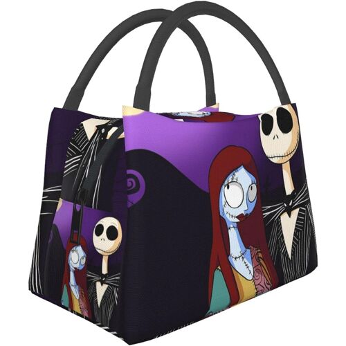 Jack And Sally Love Sac à lunch isotherme portable, sac de pique-nique fourre-tout réutilisable, boîte à lunch, sac isolant portable, boîte isolée, pour le travail scolaire et le bureau