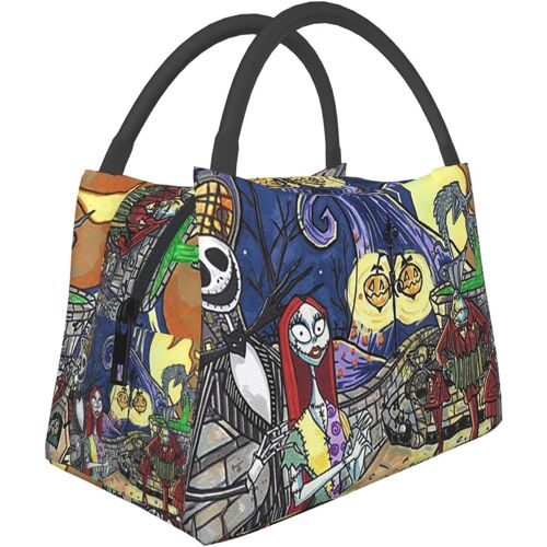 Jack And Sally Love Sac à lunch isotherme portable, sac de pique-nique fourre-tout réutilisable, boîte à lunch, sac isolant portable, boîte isolée, pour le travail scolaire et le bureau