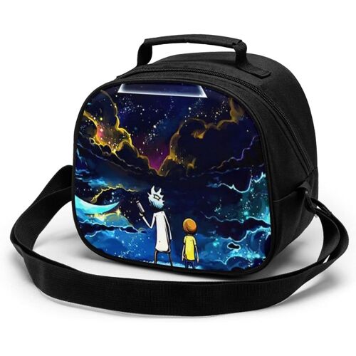 Rick et Morty Sac de repas pour enfants Sac fourre-tout isotherme thermique avec bandoulière Bento portable étanche, stockage des aliments chauds réutilisables, boîte à déjeuner pour enfants