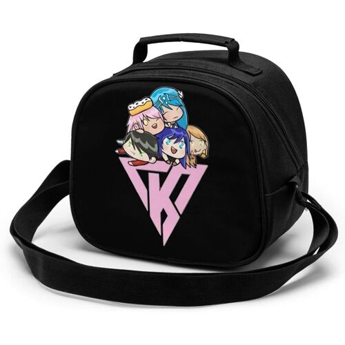 The Krew Cooler Sac fourre-tout à déjeuner isotherme avec bandoulière étanche portable Bento réutilisable pour aliments chauds Boîte à déjeuner pour enfants Noir