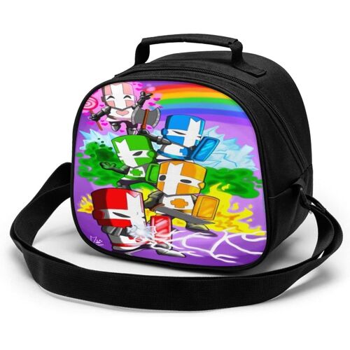 Sac de repas pour enfants, refroidisseur de château, sac fourre-tout à isolation thermique avec bandoulière, Bento portable étanche, boîte à déjeuner réutilisable pour aliments chauds, boîte à déjeuner pour enfants-noir
