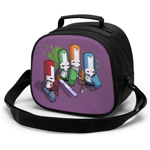 Sac de repas pour enfants, refroidisseur de château, sac fourre-tout à isolation thermique avec bandoulière, Bento portable étanche, boîte à déjeuner réutilisable pour aliments chauds, boîte à déjeuner pour enfants-noir