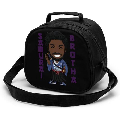 Kenshin X Cory Sac repas pour enfants - Sac fourre-tout isotherme thermique avec bandoulière - Bento portable étanche - Réutilisable - Boîte à déjeuner pour enfants - Noir
