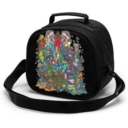 Sac de repas pour enfants, refroidisseur de château, sac fourre-tout à isolation thermique avec bandoulière, Bento portable étanche, boîte à déjeuner réutilisable pour aliments chauds, boîte à déjeuner pour enfants-noir
