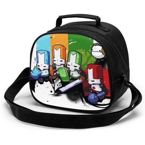 Sac de repas pour enfants, refroidisseur de château, sac fourre-tout à isolation thermique avec bandoulière, Bento portable étanche, boîte à déjeuner réutilisable pour aliments chauds, boîte à déjeuner pour enfants-noir