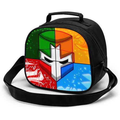 Sac de repas pour enfants, refroidisseur de château, sac fourre-tout à isolation thermique avec bandoulière, Bento portable étanche, boîte à déjeuner réutilisable pour aliments chauds, boîte à déjeuner pour enfants-noir